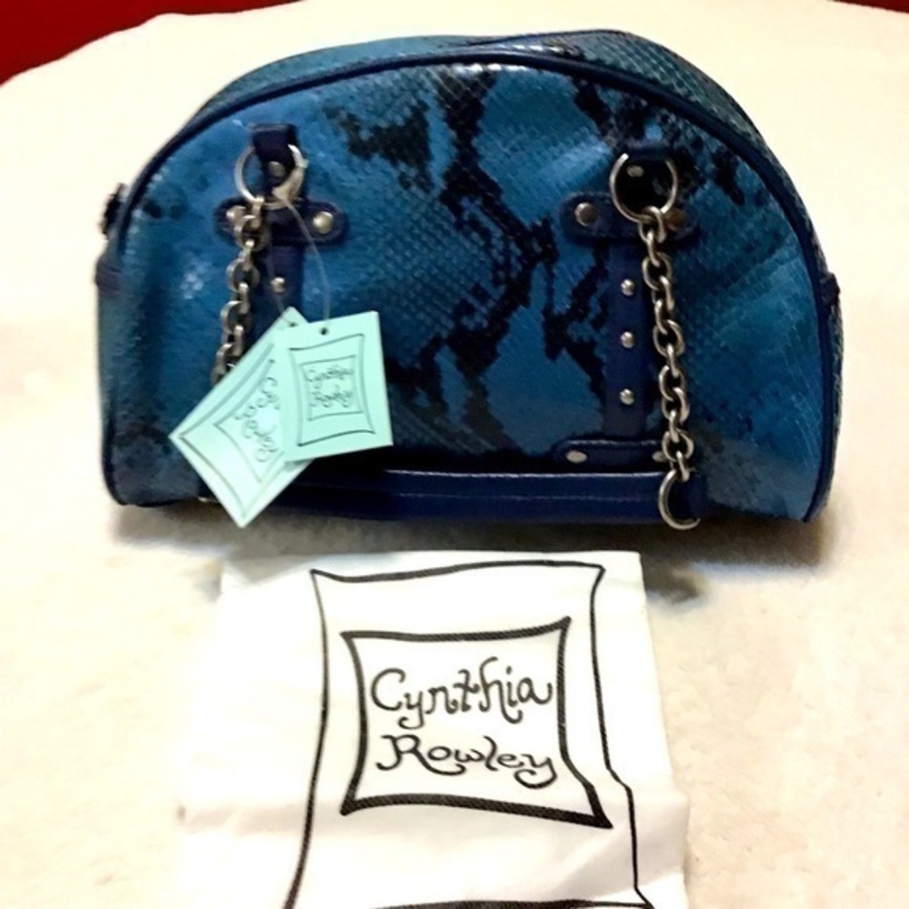 NEW CYNTHIA ROWLEY Grace cobalt blue leather shoulder bag style#33059